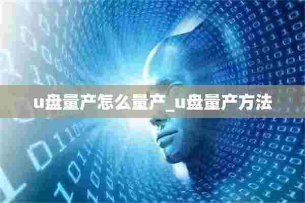 u盘量产怎么量产_u盘量产方法